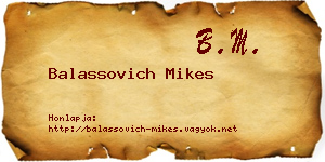 Balassovich Mikes névjegykártya
